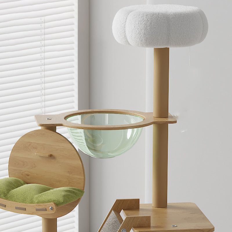 Contemporary Creative Rectangular Medium-Density Fiberboard PET Fabric Acrylic Multi-Functional Cat Tree For Living Room