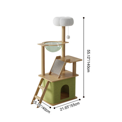 Contemporary Creative Rectangular Medium-Density Fiberboard PET Fabric Acrylic Multi-Functional Cat Tree For Living Room