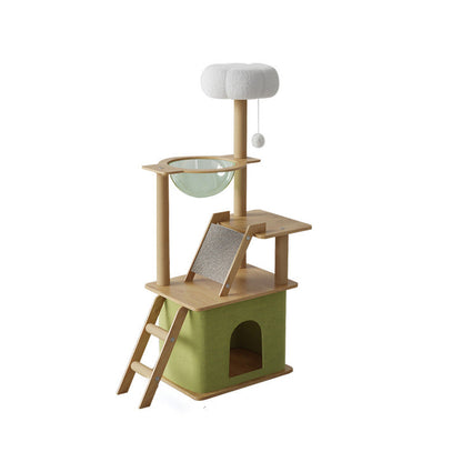 Contemporary Creative Rectangular Medium-Density Fiberboard PET Fabric Acrylic Multi-Functional Cat Tree For Living Room