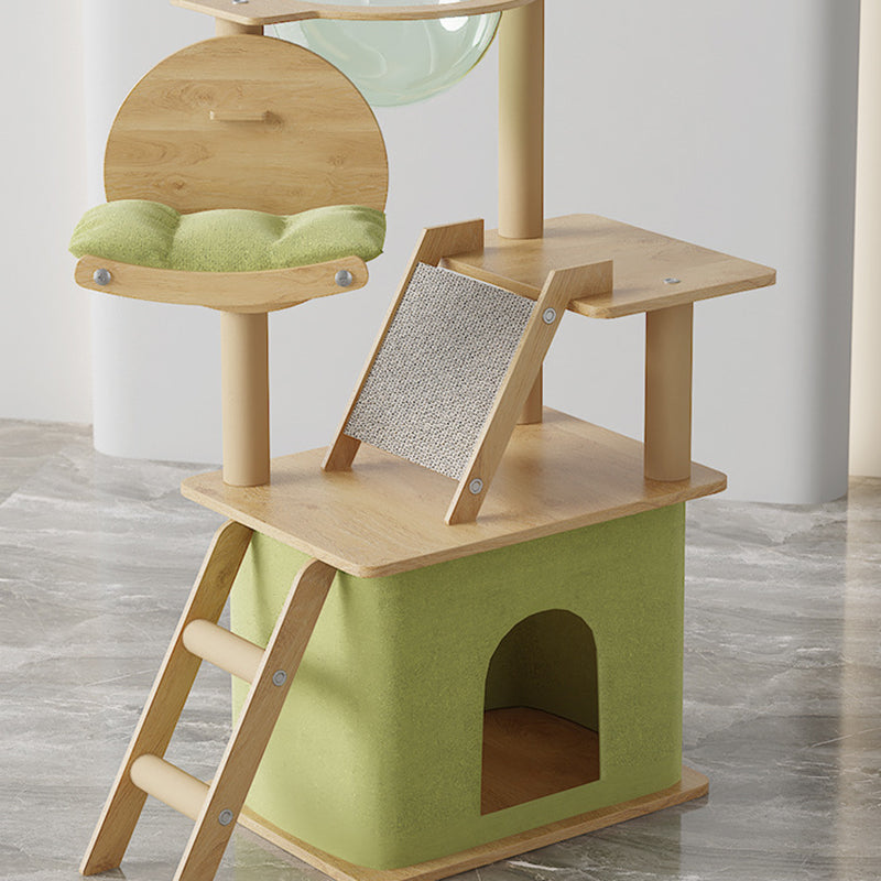 Contemporary Creative Rectangular Medium-Density Fiberboard PET Fabric Acrylic Multi-Functional Cat Tree For Living Room
