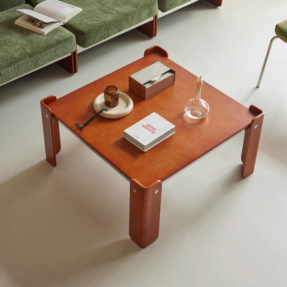 Traditional Vintage Square Plywood Electroplated Iron Coffee Table For Living Room