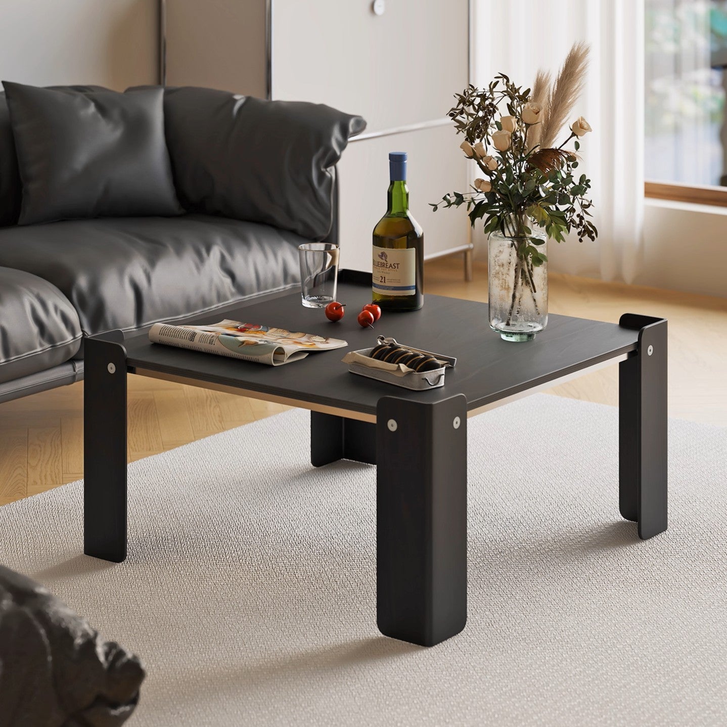 Traditional Vintage Square Plywood Electroplated Iron Coffee Table For Living Room