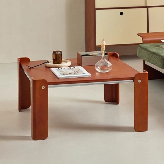 Traditional Vintage Square Plywood Electroplated Iron Coffee Table For Living Room