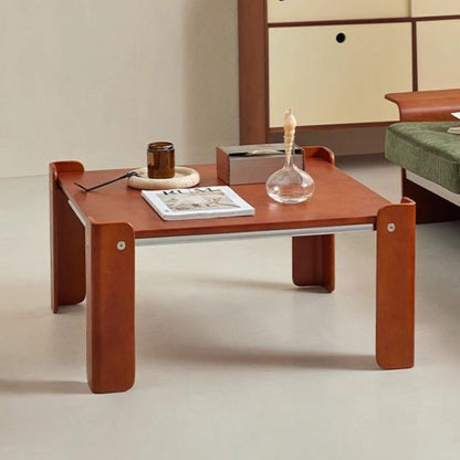 Traditional Vintage Square Plywood Electroplated Iron Coffee Table For Living Room