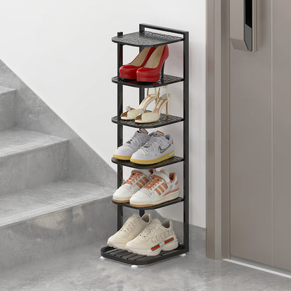 Modern Minimalist Square Pebble Pattern Iron Baking Paint Finish Shoe Storage 5/6/7/8/9/10-Tier For Entryways & Living Room