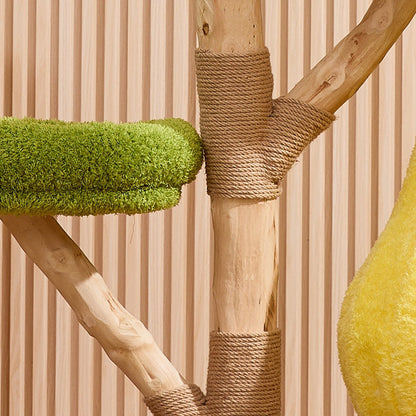 Contemporary Creative Round Pear-Shaped Natural Fruitwood Medium-Density Fiberboard Sisal Fabric Cat Tree For Living Room