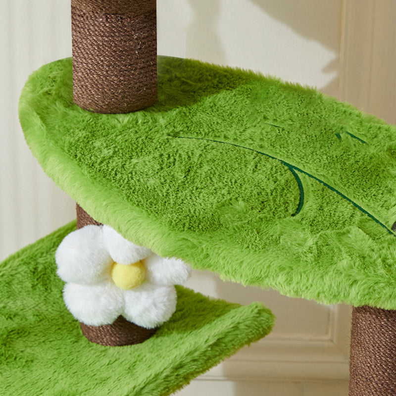 Contemporary Creative Round Teapot-Shaped Faux Panel PS Velvet Fabric PP Cotton Multi-Functional Cat Tree For Living Room