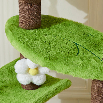 Contemporary Creative Round Teapot-Shaped Faux Panel PS Velvet Fabric PP Cotton Multi-Functional Cat Tree For Living Room