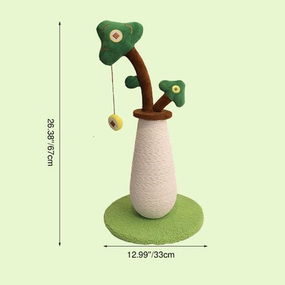 Contemporary Creative Round Sisal Rope Paper Rope Velvet Fabric Foam Medium-Density Fiberboard Cat Tree For Bedroom