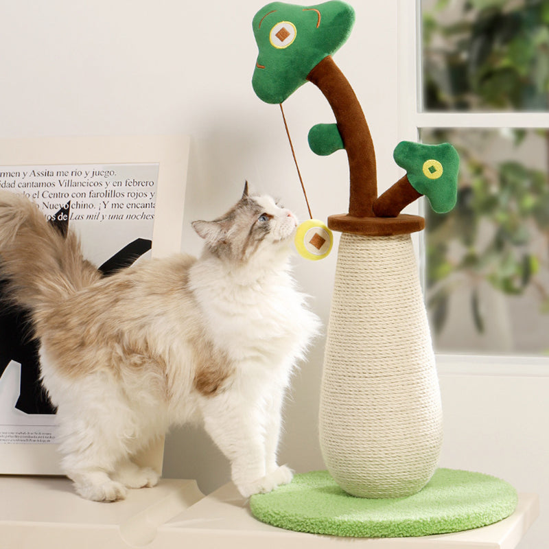 Contemporary Creative Round Sisal Rope Paper Rope Velvet Fabric Foam Medium-Density Fiberboard Cat Tree For Bedroom