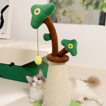 Contemporary Creative Round Sisal Rope Paper Rope Velvet Fabric Foam Medium-Density Fiberboard Cat Tree For Bedroom