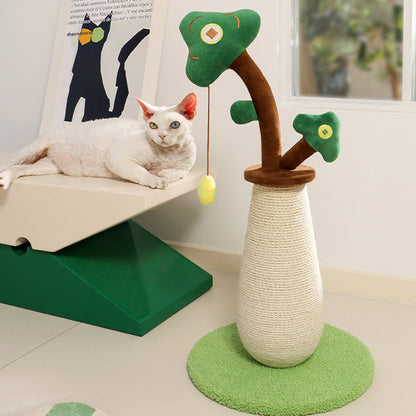 Contemporary Creative Round Sisal Rope Paper Rope Velvet Fabric Foam Medium-Density Fiberboard Cat Tree For Bedroom