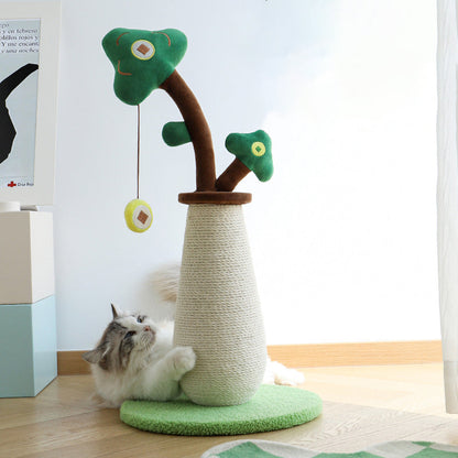 Contemporary Creative Round Sisal Rope Paper Rope Velvet Fabric Foam Medium-Density Fiberboard Cat Tree For Bedroom