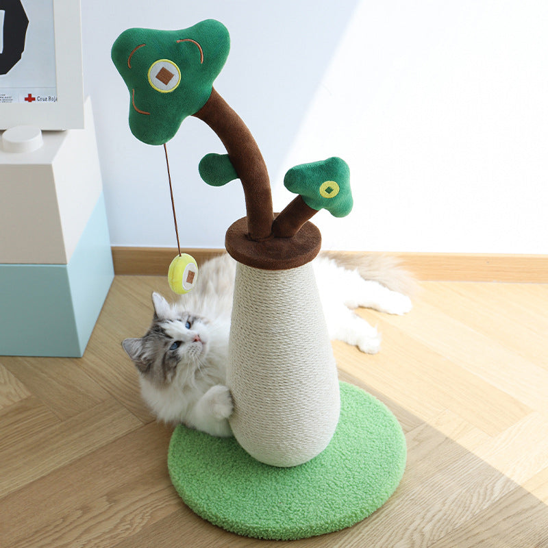 Contemporary Creative Round Sisal Rope Paper Rope Velvet Fabric Foam Medium-Density Fiberboard Cat Tree For Bedroom
