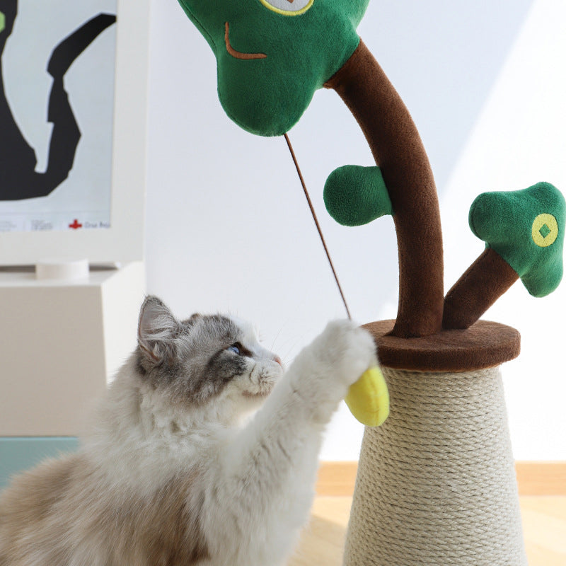 Contemporary Creative Round Sisal Rope Paper Rope Velvet Fabric Foam Medium-Density Fiberboard Cat Tree For Bedroom