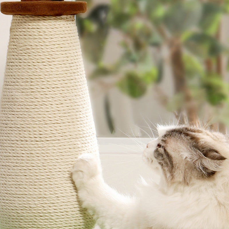 Contemporary Creative Round Sisal Rope Paper Rope Velvet Fabric Foam Medium-Density Fiberboard Cat Tree For Bedroom