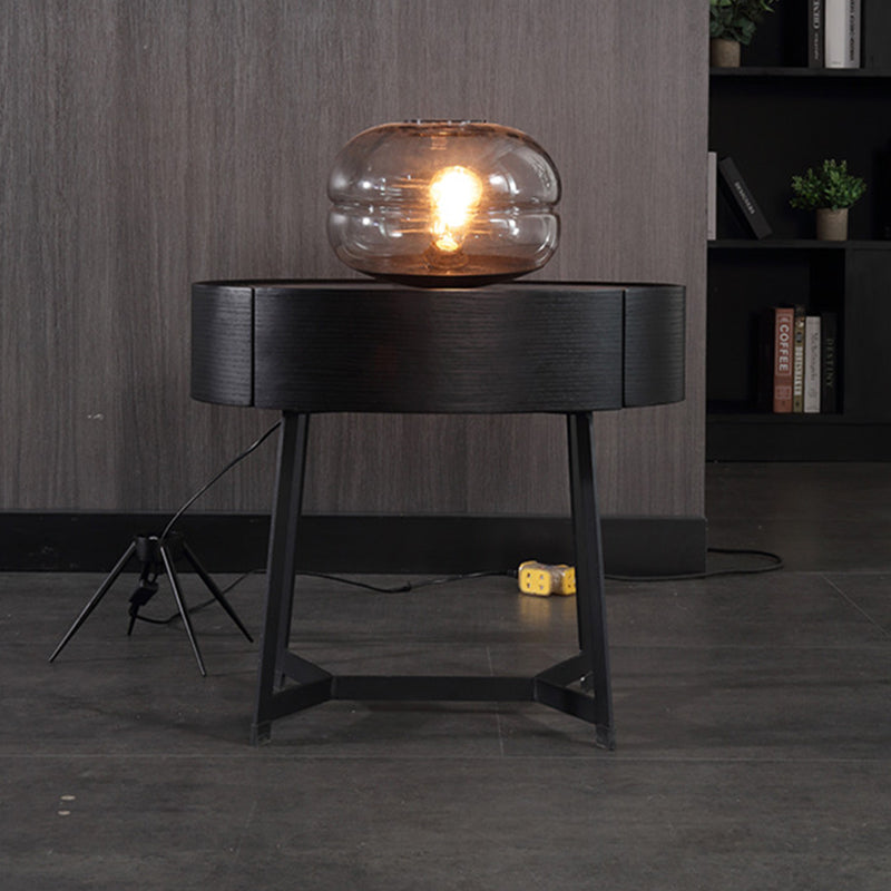 Contemporary Luxury High-Leg Nightstand: Marble Look Sintered Stone - Robot Vacuum Friendly Metal Base 1-Drawer Bedside Table For Bedroom