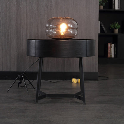 Contemporary Luxury High-Leg Nightstand: Marble Look Sintered Stone - Robot Vacuum Friendly Metal Base 1-Drawer Bedside Table For Bedroom