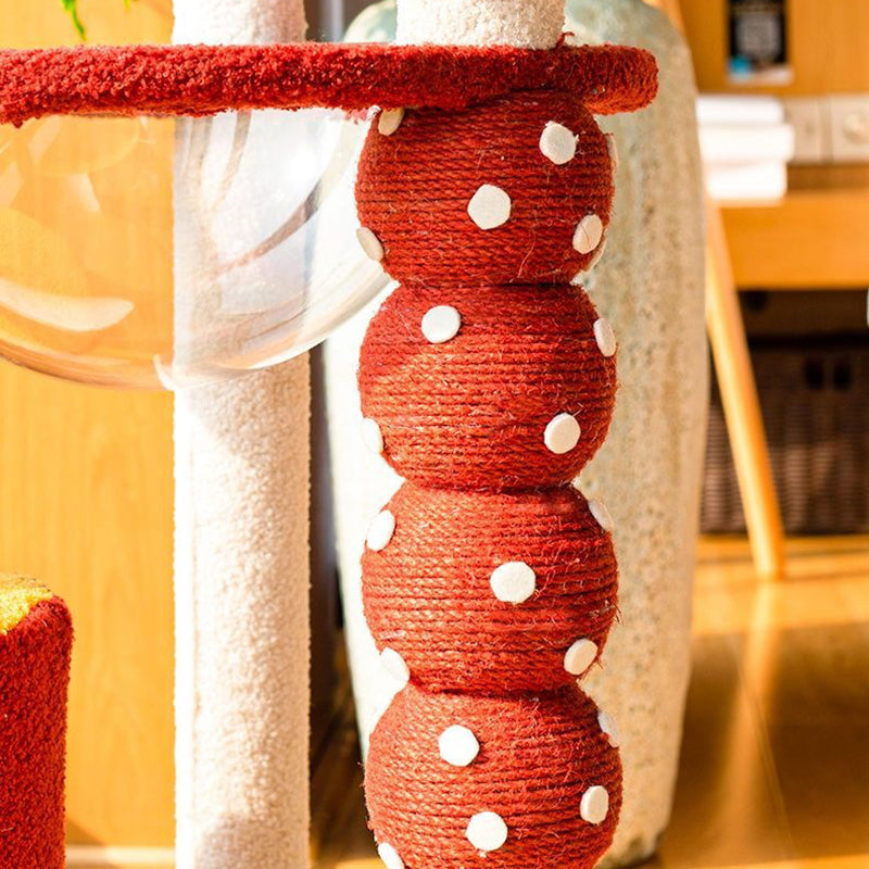 Contemporary Creative Round Candied Hawthorn-Shaped Medium-Density Fiberboard Sisal Fabric Multi-Functional Cat Tree 2/4-Tier For Living Room