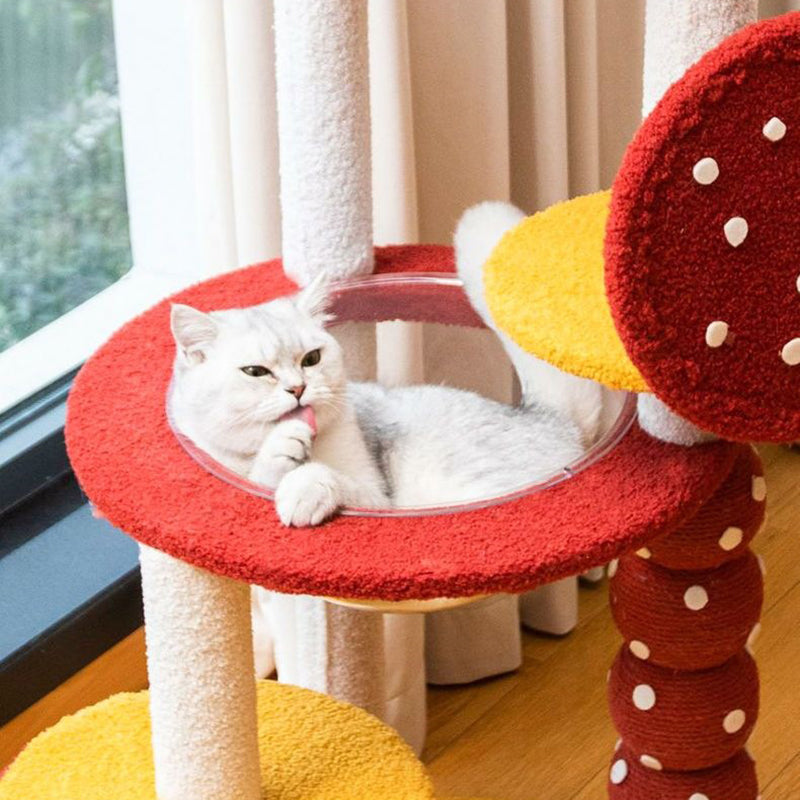 Contemporary Creative Round Candied Hawthorn-Shaped Medium-Density Fiberboard Sisal Fabric Multi-Functional Cat Tree 2/4-Tier For Living Room