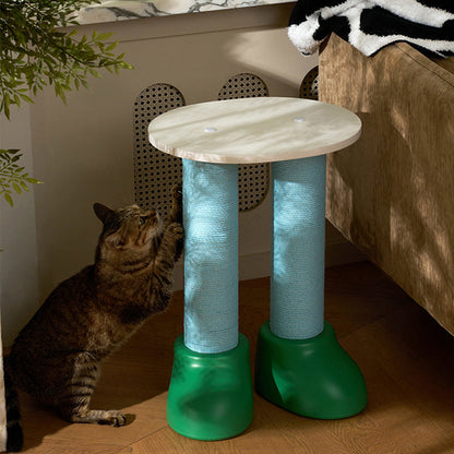 Contemporary Creative Round Boot-Shaped HDPE Paper Rattan Multi-Functional Cat Tree With 2-Tier For Bedroom