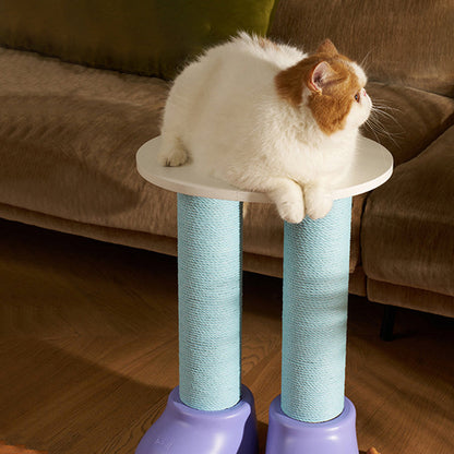 Contemporary Creative Round Boot-Shaped HDPE Paper Rattan Multi-Functional Cat Tree With 2-Tier For Bedroom