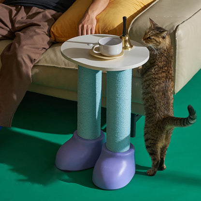 Contemporary Creative Round Boot-Shaped HDPE Paper Rattan Multi-Functional Cat Tree With 2-Tier For Bedroom