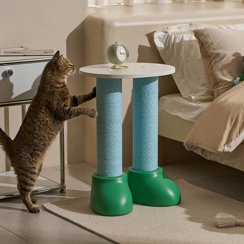 Contemporary Creative Round Boot-Shaped HDPE Paper Rattan Multi-Functional Cat Tree With 2-Tier For Bedroom