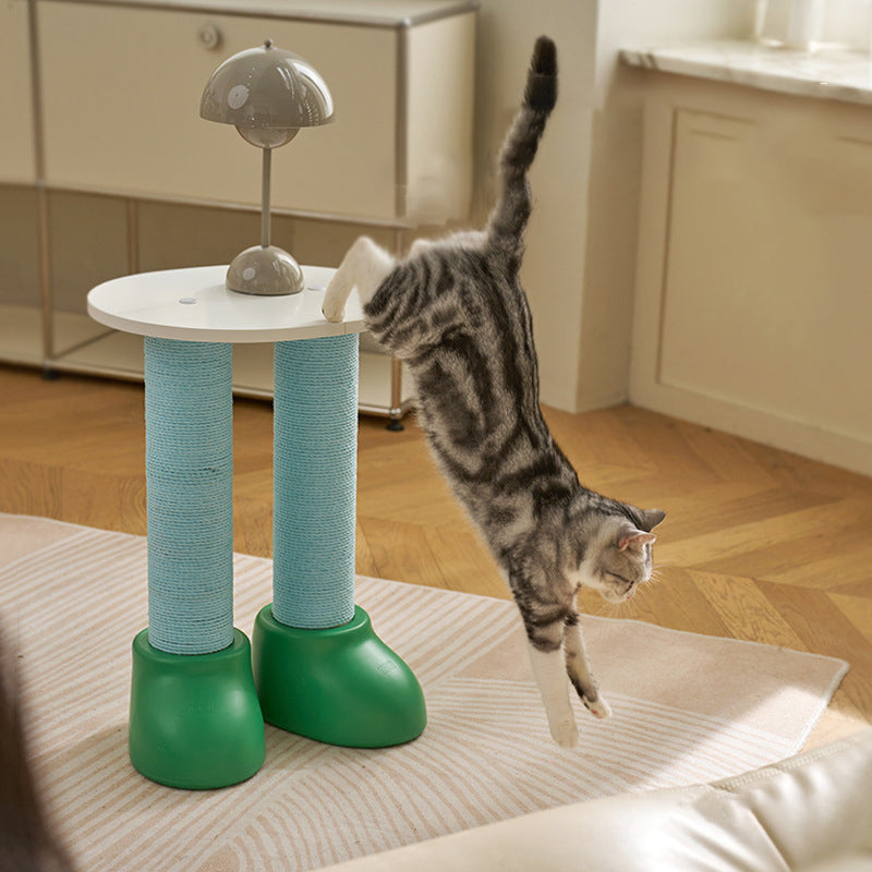 Contemporary Creative Round Boot-Shaped HDPE Paper Rattan Multi-Functional Cat Tree With 2-Tier For Bedroom