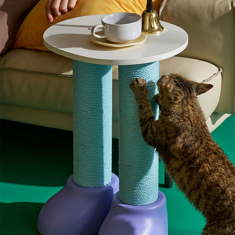 Contemporary Creative Round Boot-Shaped HDPE Paper Rattan Multi-Functional Cat Tree With 2-Tier For Bedroom