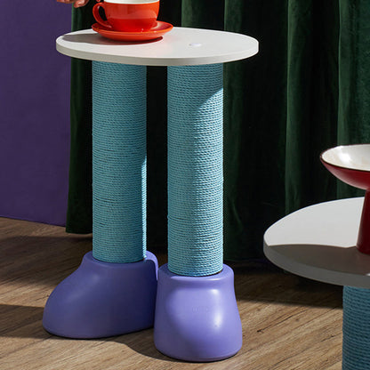 Contemporary Creative Round Boot-Shaped HDPE Paper Rattan Multi-Functional Cat Tree With 2-Tier For Bedroom
