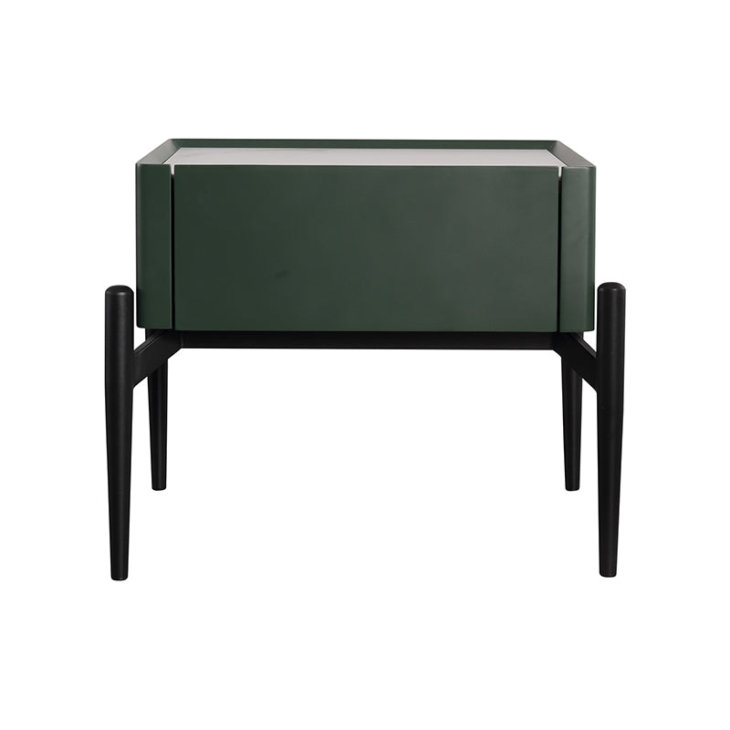Modern Luxury Dark Green 1-Drawer Nightstand: Stiletto Legs High-End Accent Bedside Table For Bedroom