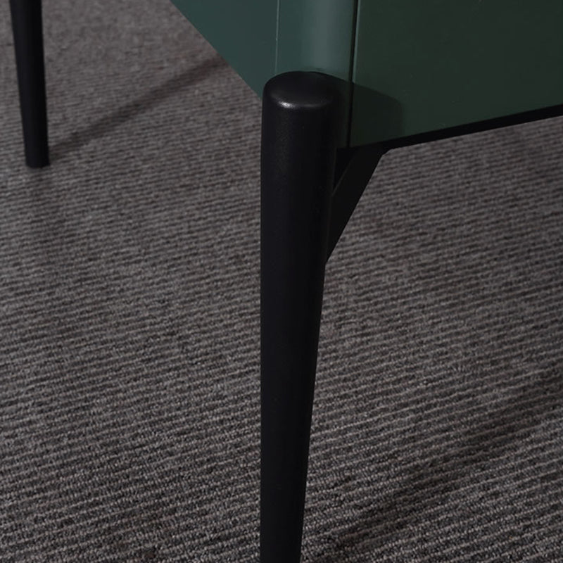 Modern Luxury Dark Green 1-Drawer Nightstand: Stiletto Legs High-End Accent Bedside Table For Bedroom