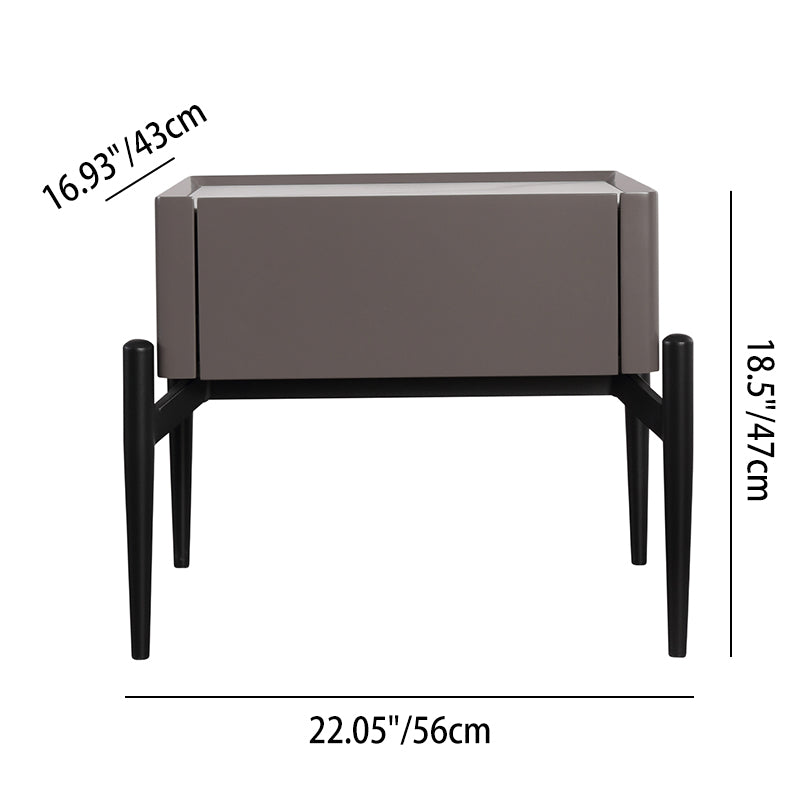 Modern Luxury Grayish Brown 1-Drawer Nightstand: Stiletto Legs High-End Accent Bedside Table For Bedroom