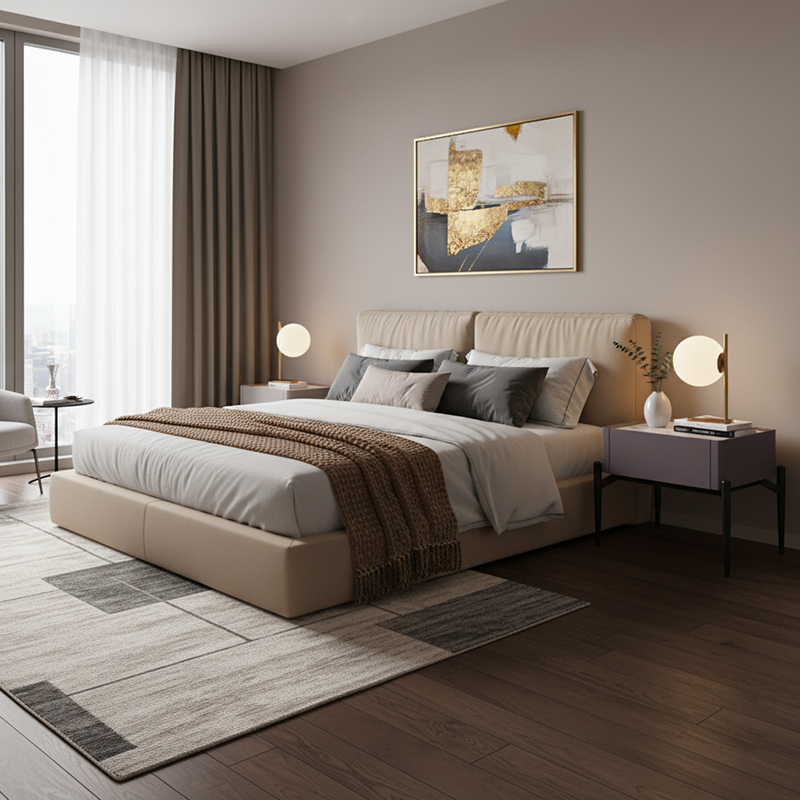 Modern Luxury Grayish Brown 1-Drawer Nightstand: Stiletto Legs High-End Accent Bedside Table For Bedroom