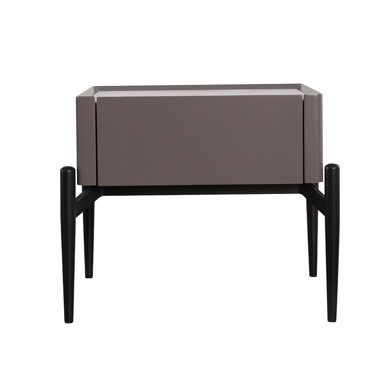 Modern Luxury Grayish Brown 1-Drawer Nightstand: Stiletto Legs High-End Accent Bedside Table For Bedroom