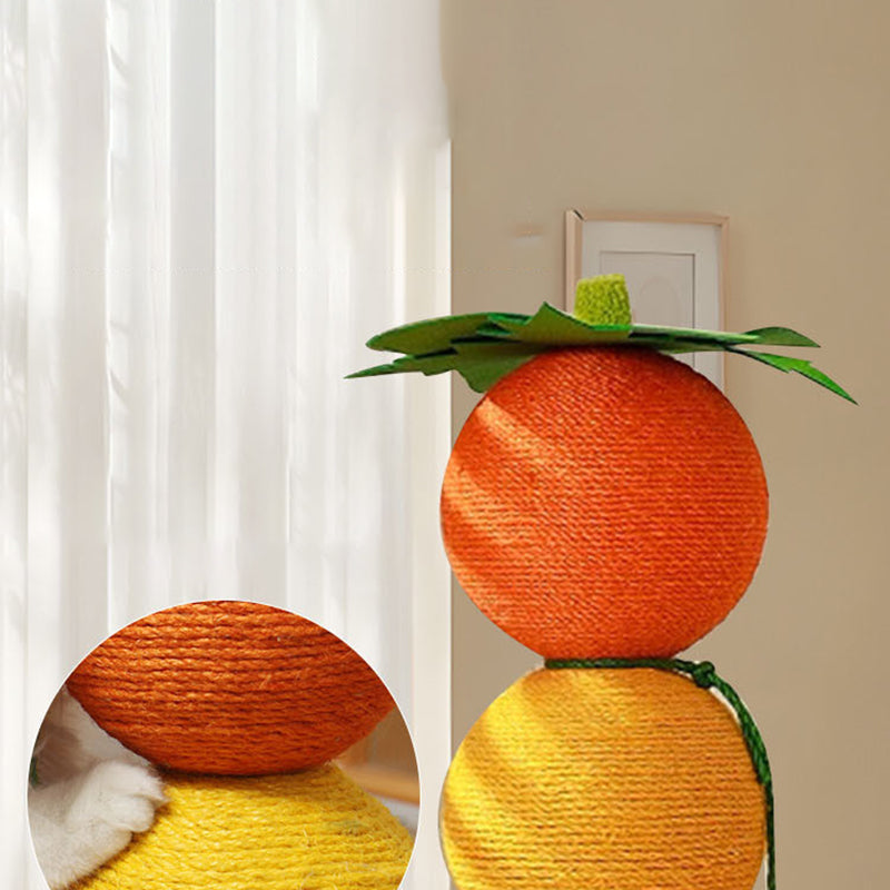 Contemporary Creative Round Candied Hawthorn-Shaped Faux Panel Sisal Velvet Fabric Cat Tree For Bedroom