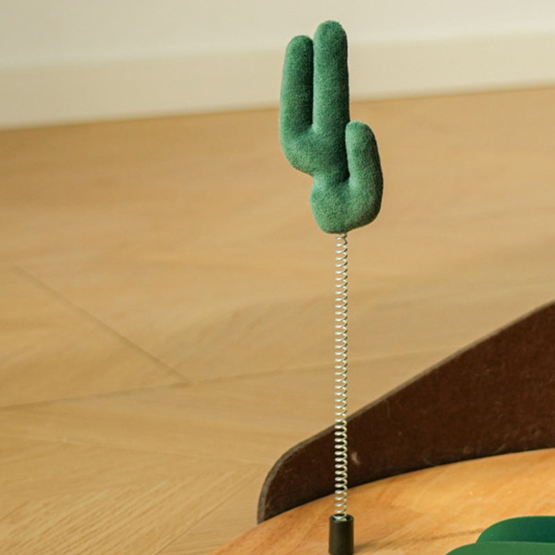 Contemporary Creative Round Rubberwood Iron Sisal Kraft Paper Rope Cactus-Shaped Cat Tree For Living Room