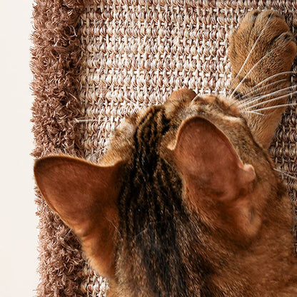 Contemporary Scandinavian Round Natural Fruitwood Particle Board Jute Velvet Fabric Multi-Functional Cat Tree 3-Tier For Living Room
