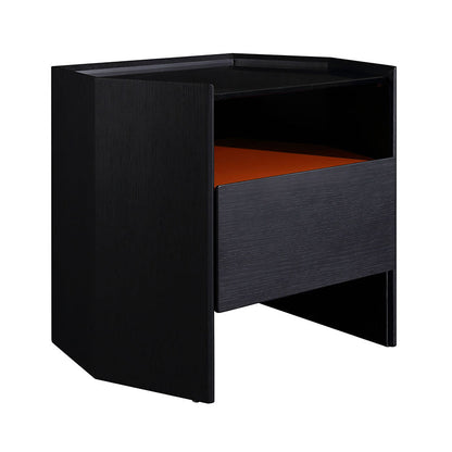Modern Luxury Floating Dual Color Block Nightstand: Tempered Glass Top - Single Solid Wood Drawer Bedside Table For Bedroom