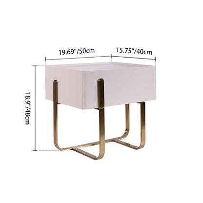Modern Luxury Matte Beige Nightstand: Floating Design Titanium-Coated Stainless Steel-Single Drawer Bedside Table For Bedroom