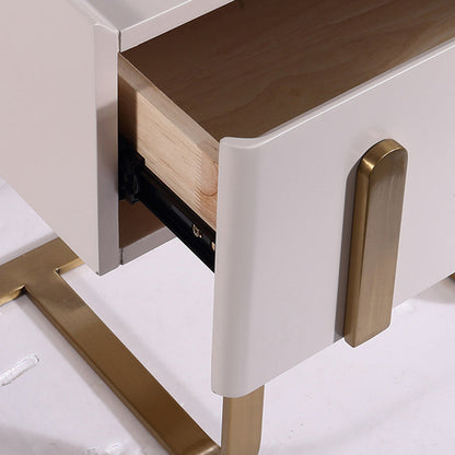Modern Luxury Matte Beige Nightstand: Floating Design Titanium-Coated Stainless Steel-Single Drawer Bedside Table For Bedroom