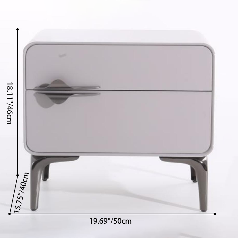 Modern Minimalist White Dual-Drawer Nightstand: Lightweight Iron Leg Design - Scandinavian-Style Storage Bedside Table For Bedroom