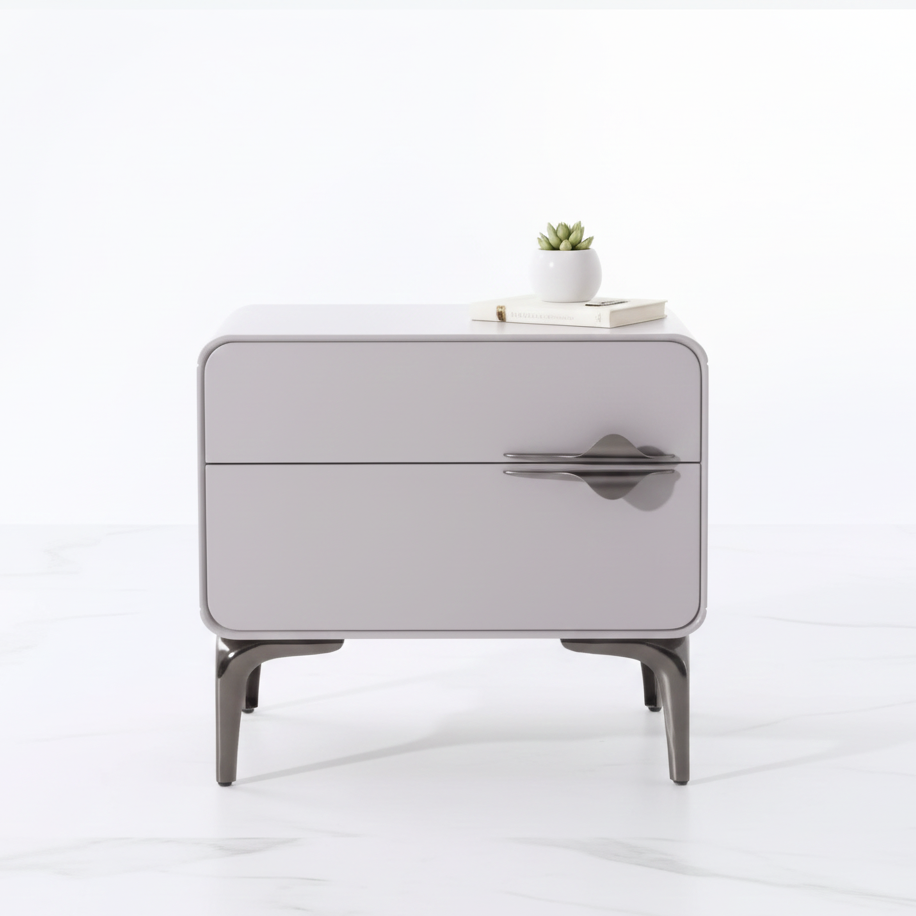 Modern Minimalist White Dual-Drawer Nightstand: Lightweight Iron Leg Design - Scandinavian-Style Storage Bedside Table For Bedroom