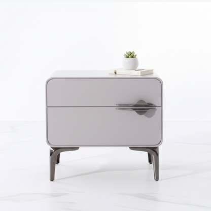 Modern Minimalist White Dual-Drawer Nightstand: Lightweight Iron Leg Design - Scandinavian-Style Storage Bedside Table For Bedroom