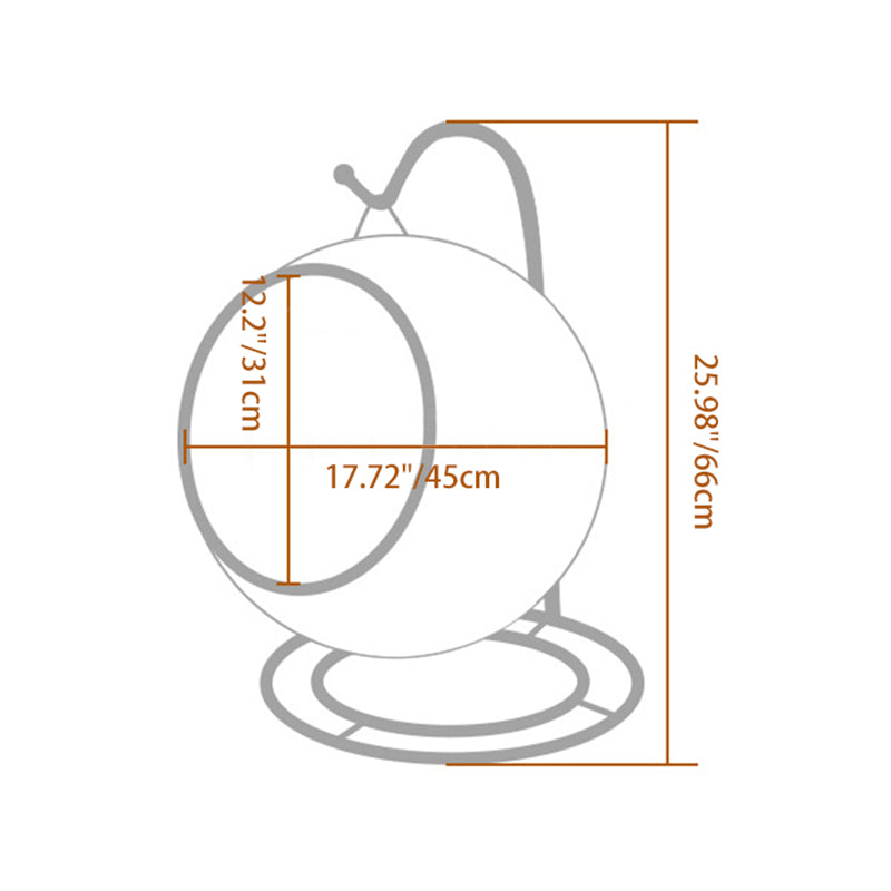 Contemporary Boho Round PP/PE Faux Rattan Iron Handwoven Hanging Basket Cat Bed For Bedroom