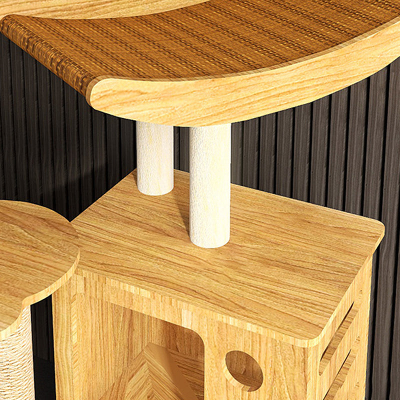Contemporary Creative Rectangular Medium-Density Fiberboard Sisal Velvet Fabric Multi-Functional Cat Tree For Living Room