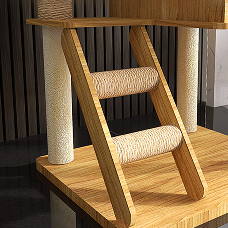 Contemporary Creative Rectangular Medium-Density Fiberboard Sisal Velvet Fabric Multi-Functional Cat Tree For Living Room