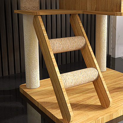 Contemporary Creative Rectangular Medium-Density Fiberboard Sisal Velvet Fabric Multi-Functional Cat Tree For Living Room