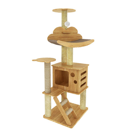Contemporary Creative Rectangular Medium-Density Fiberboard Sisal Velvet Fabric Multi-Functional Cat Tree For Living Room